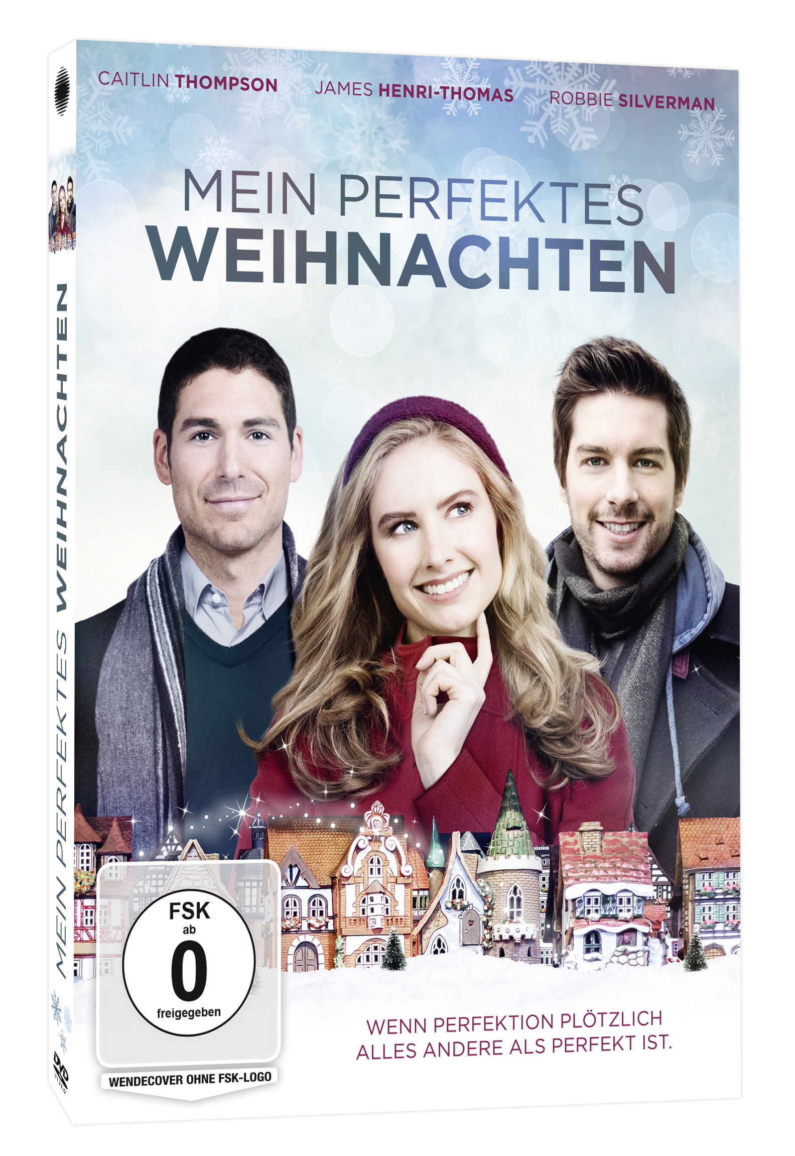 DVD-Hülle mit dem Filmtitel "Mein Perfektes Weihnachten". Schauspieler sind auf dem Cover.