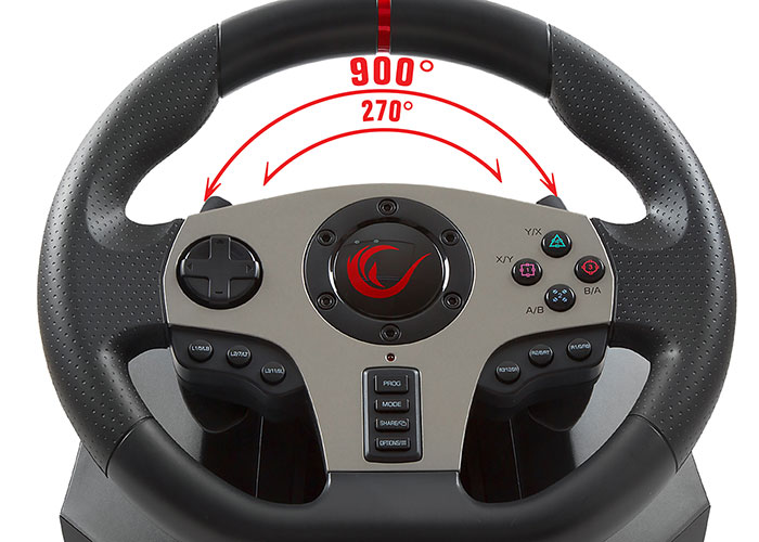 Düğmeler ve derece işaretleri olan direksiyon, siyah ve gümüş.