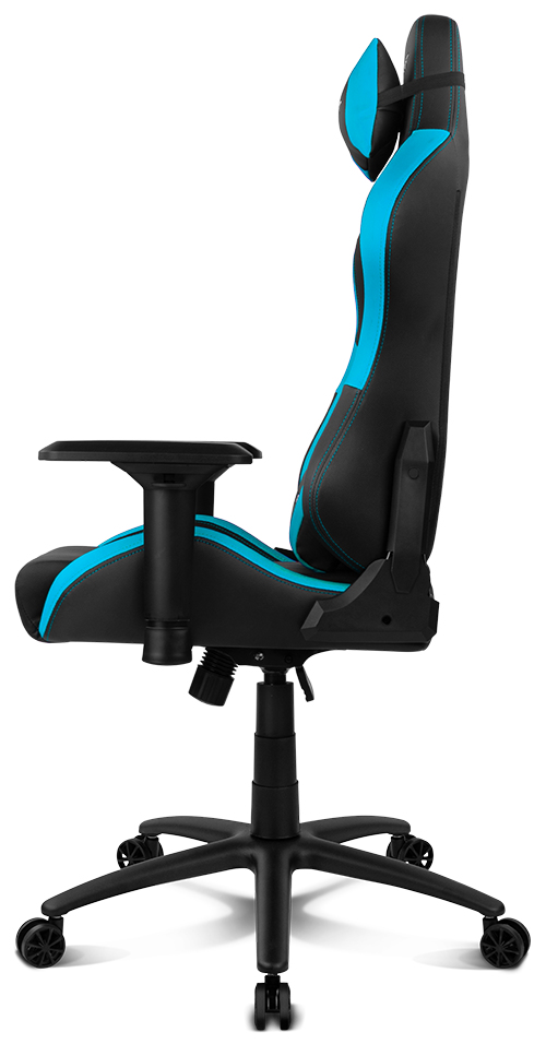Silla gaming, negro con detalles azules.
