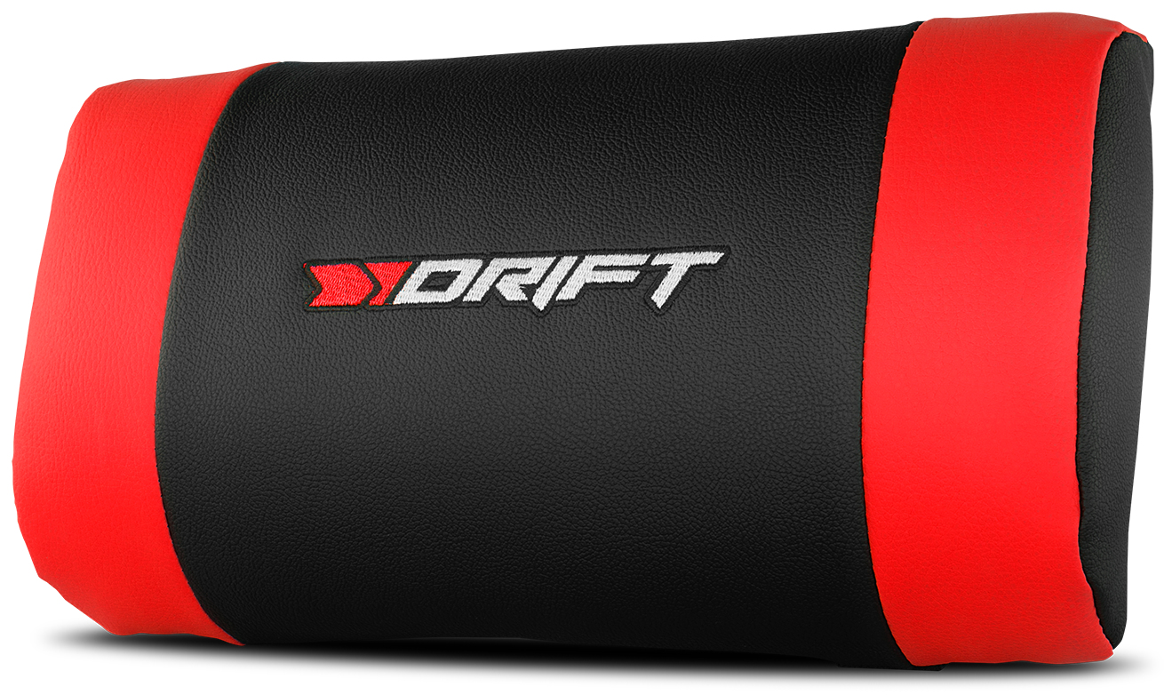 Almohada para reposacabezas Drift negra y roja con el logotipo de Drift.