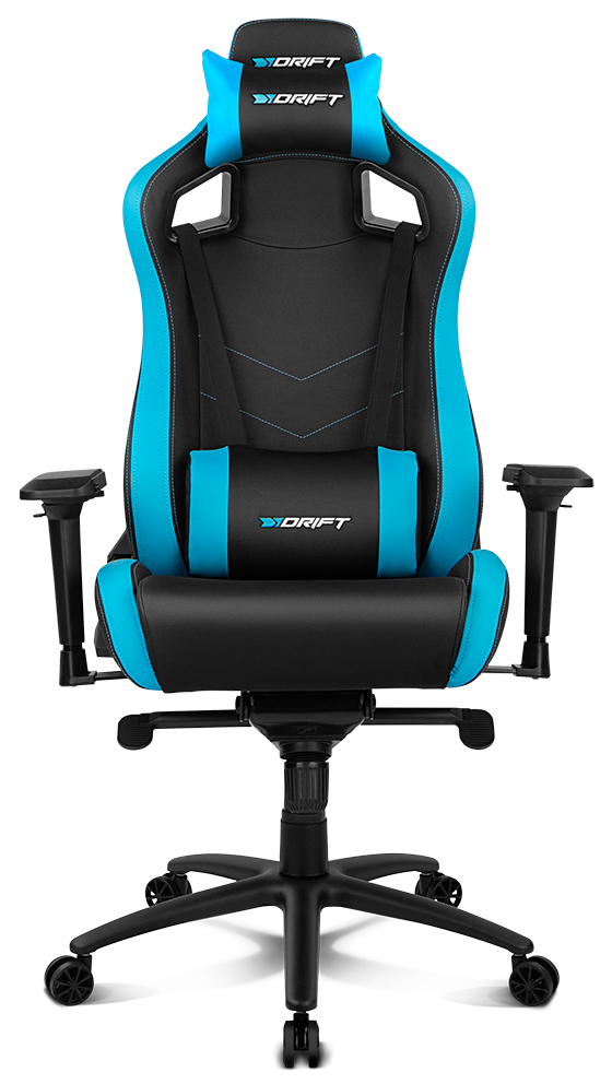 Silla Gaming Drift dr500bl reposabrazos 4d cervical y lumbar reclinable giratorio azul profesional polipiel ajustable piston clase 4 sistema balanceo altura regulable cojines dr500