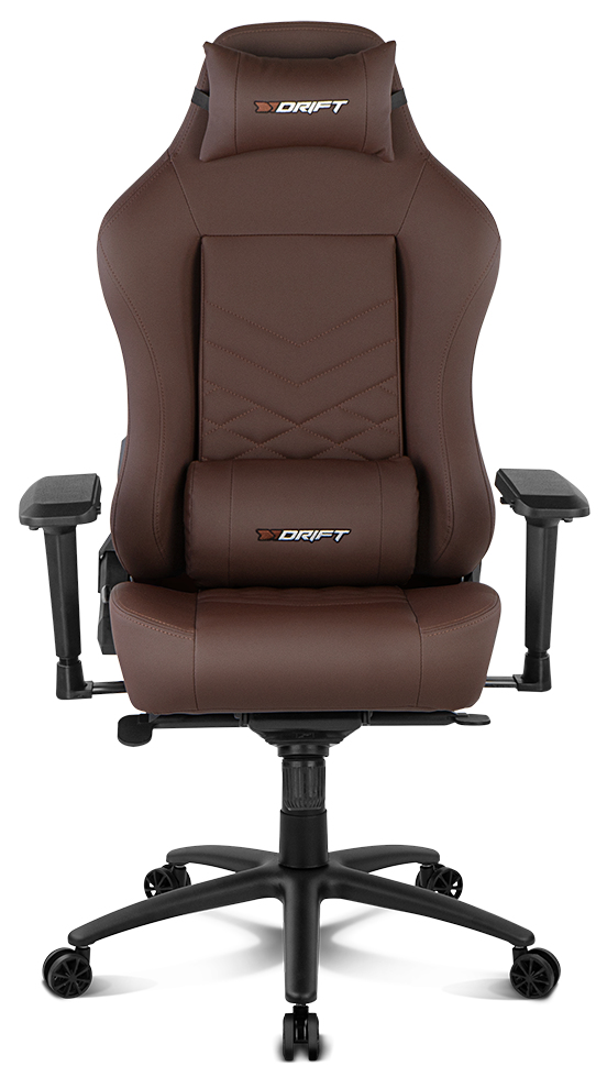 Drift Dr550bw Silla gaming profesional polipiel extra suave reposabrazos ajustable 4d piston clase 4 asiento basculante altura regulable respaldo reclinable cojines lumbar y cervical marron dr550