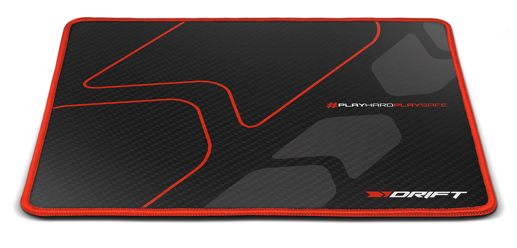 Alfombrilla gaming - Drift DRMOUSEPADV2, Caucho antideslizante, 450 mm x 400 mm, Bordes cosidos, Negro, Rojo