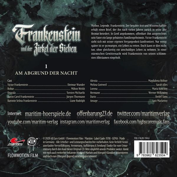 Eine DVD-Hülle mit einem Filmplakat für 'Frankenstein und der Zirkel der Sieben'.