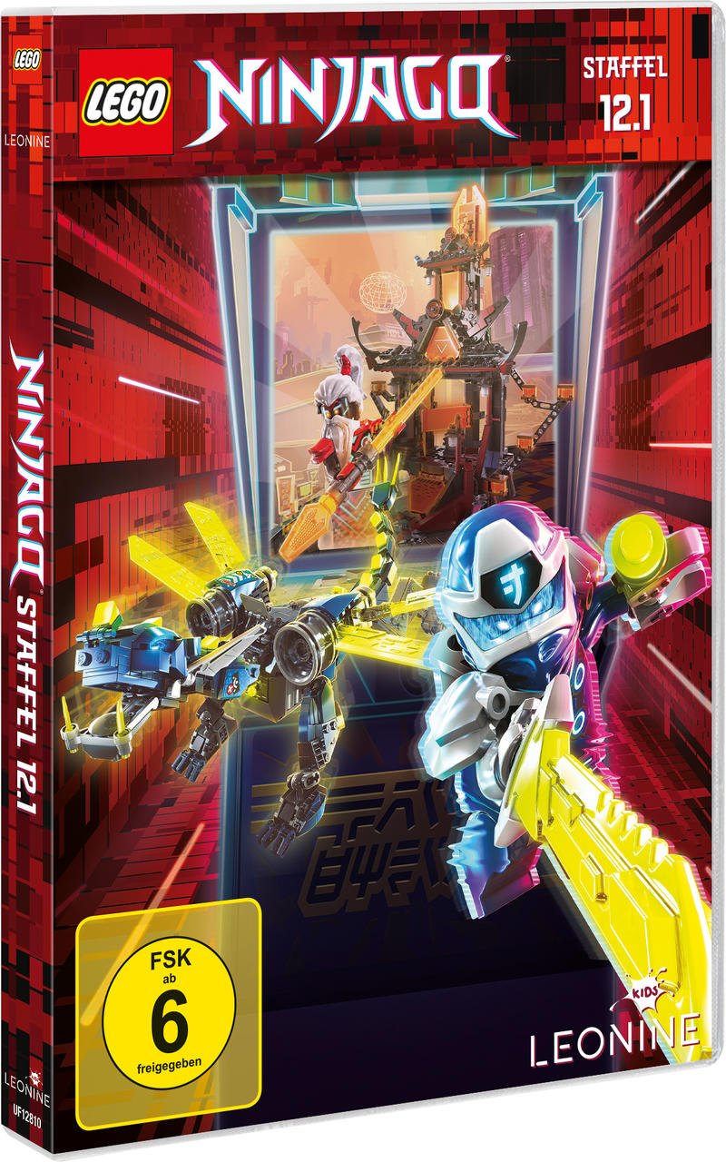 LEGO Ninjago DVD-Box, mit Figuren und futuristischem Hintergrund.