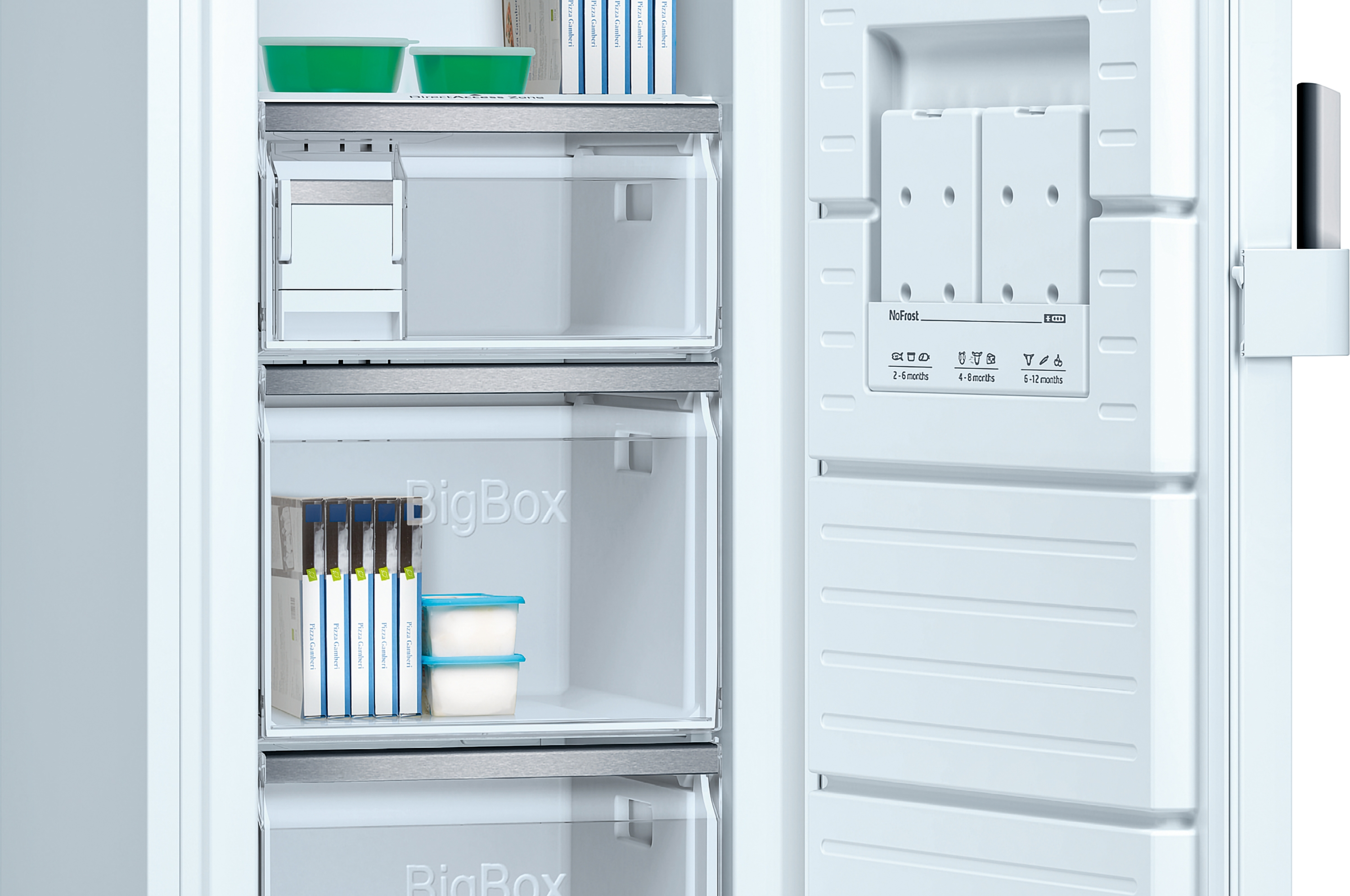 Congelador vertical - Balay 3GFF568WE, 242 l, No Frost, 2 cajones Big Box, Altura 186 cm, Blanco