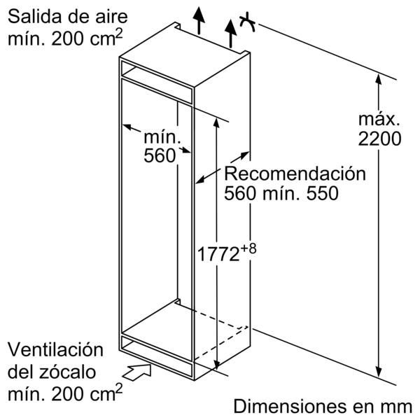 Frigorífico combi - Balay 3KIF713F, 177,2 cm, Encastrable, 39 dB, No Frost, 254 l, Blanco