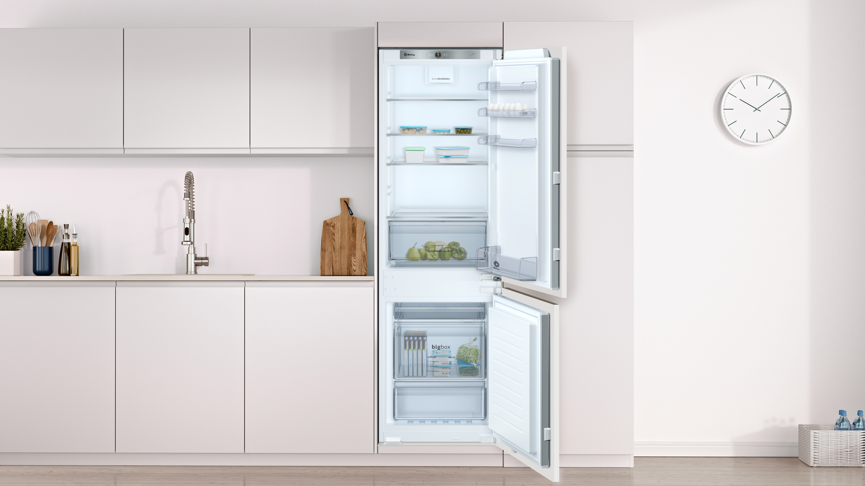Frigorífico combi - Balay 3KIF713F, 177,2 cm, Encastrable, 39 dB, No Frost, 254 l, Blanco