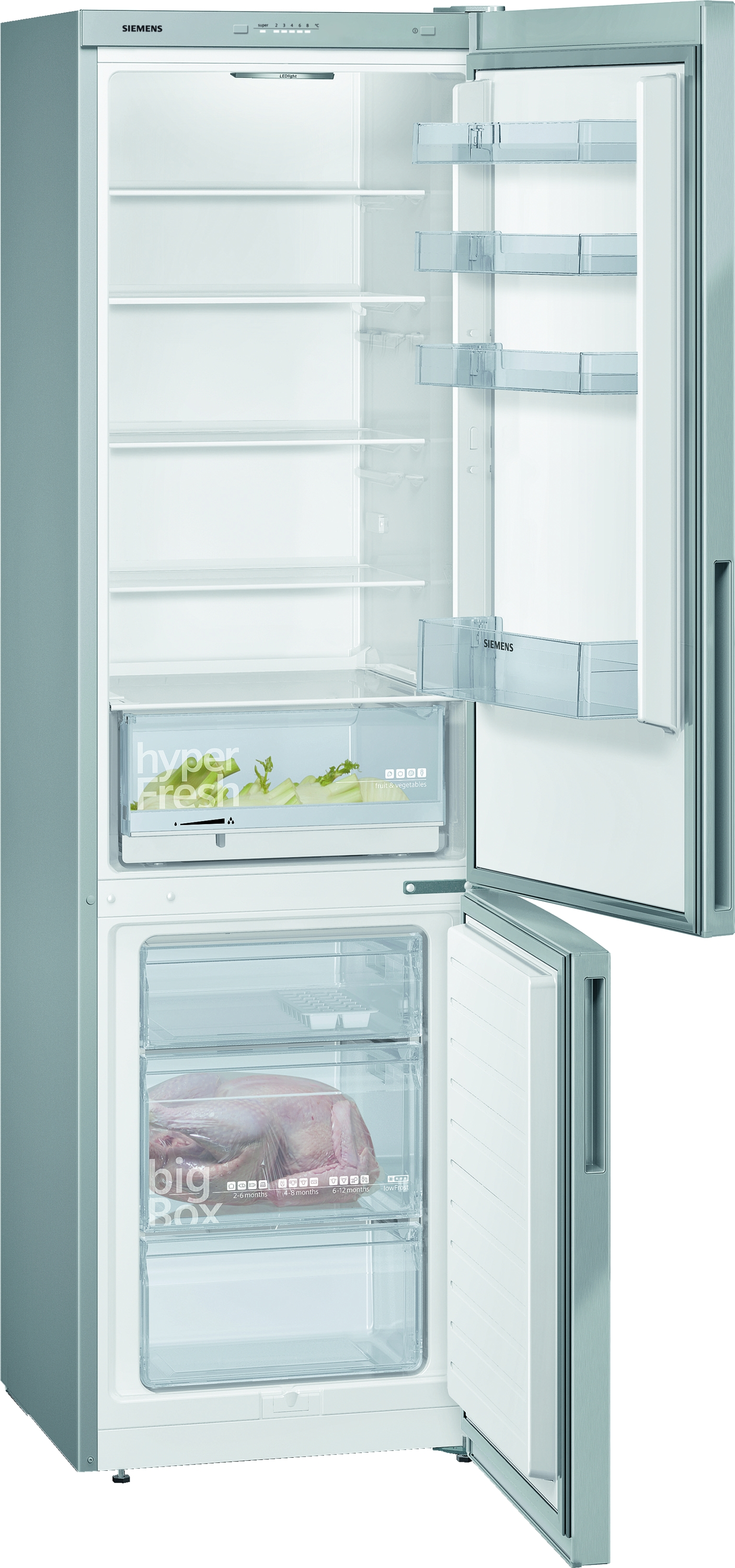 SIEMENS KG39V2LEB Kühlgefrierkombination freistehend 343l inox-look Kühlgefrierkombination (E, 343 l, 2010 mm hoch, Standgerät, inox-look)