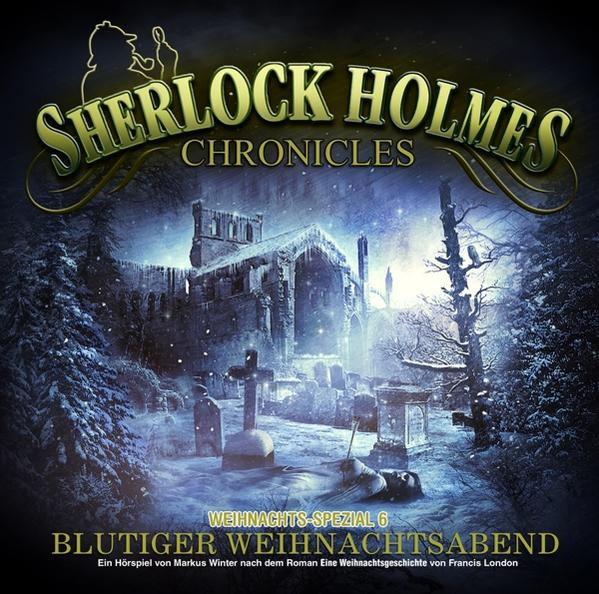 DVD-Cover für 'Sherlock Holmes Chronicles' mit verschneiter Szene und Kirche.