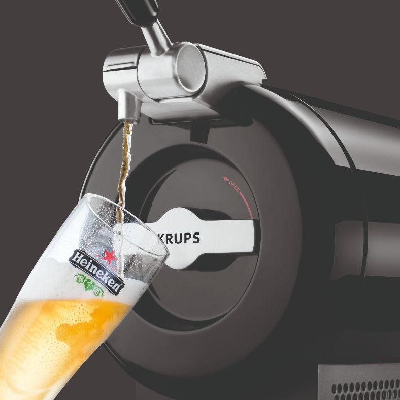 Tirador de cerveza - KRUPS VB 6508 SUB VAINILLA NEGRO, Enfría hasta 2ºC, Potencia 70 W