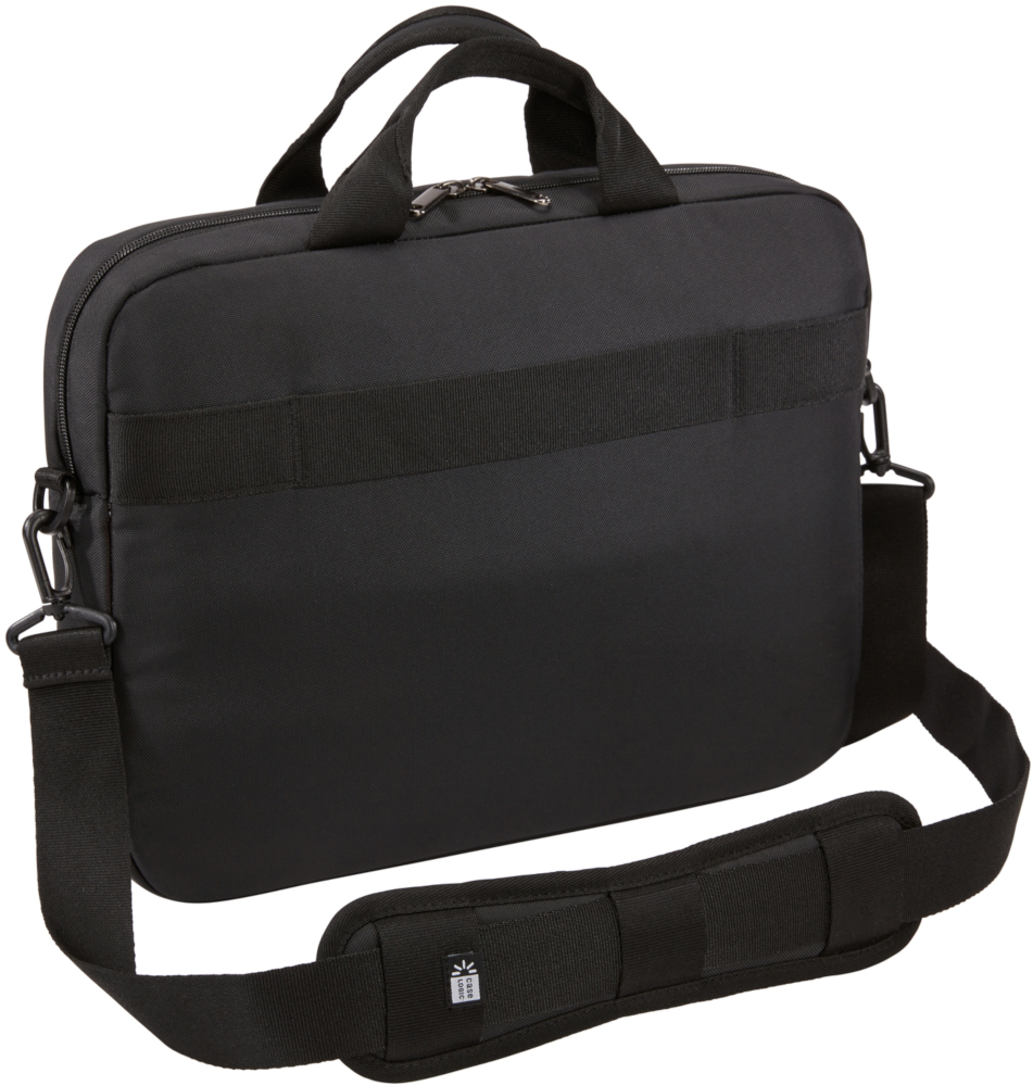Black Case Logic laptop bag with shoulder strap, carrying handle, and a zipper closure.
