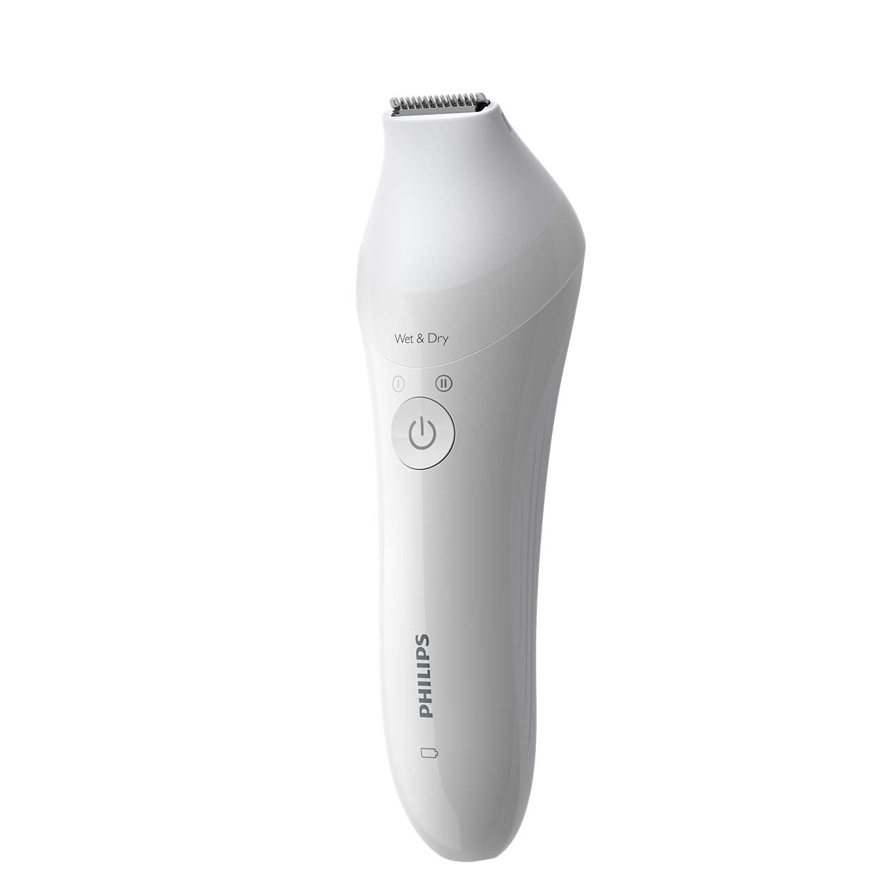 A white Philips Wet & Dry personal shaver, on a white background.