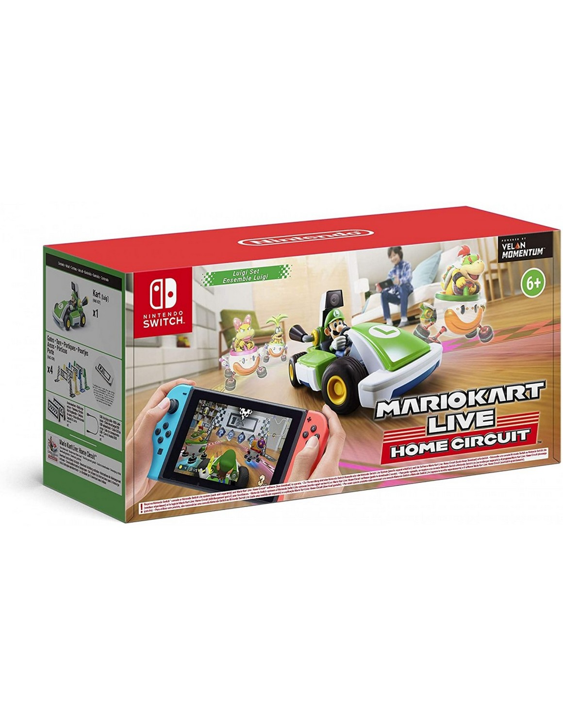 Un juego Mario Kart Live: Home Circuit en caja con un mando.