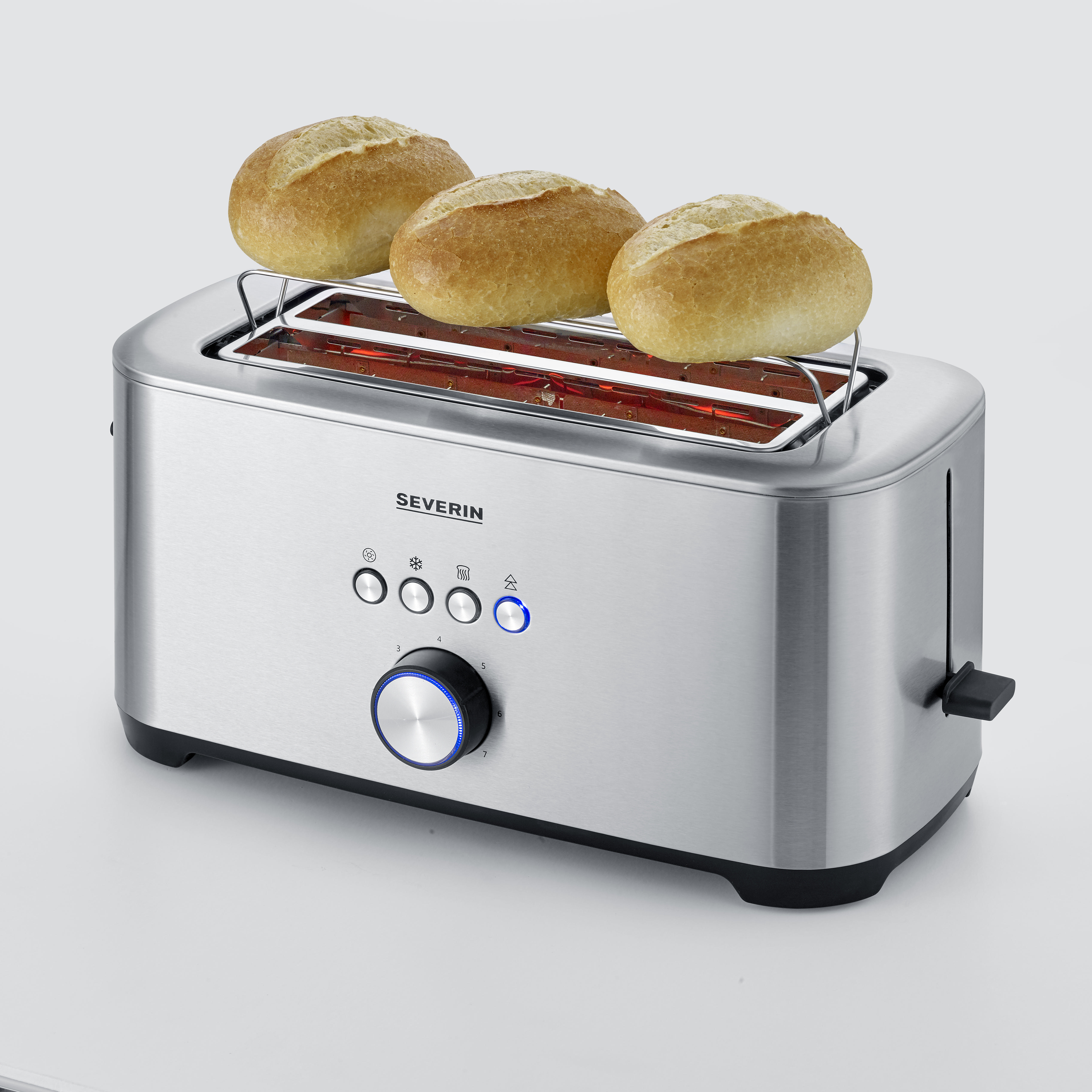 SEVERIN AT 2512 Toaster Edelstahl-gebürstet/Schwarz (1400 Watt, Schlitze: 2)