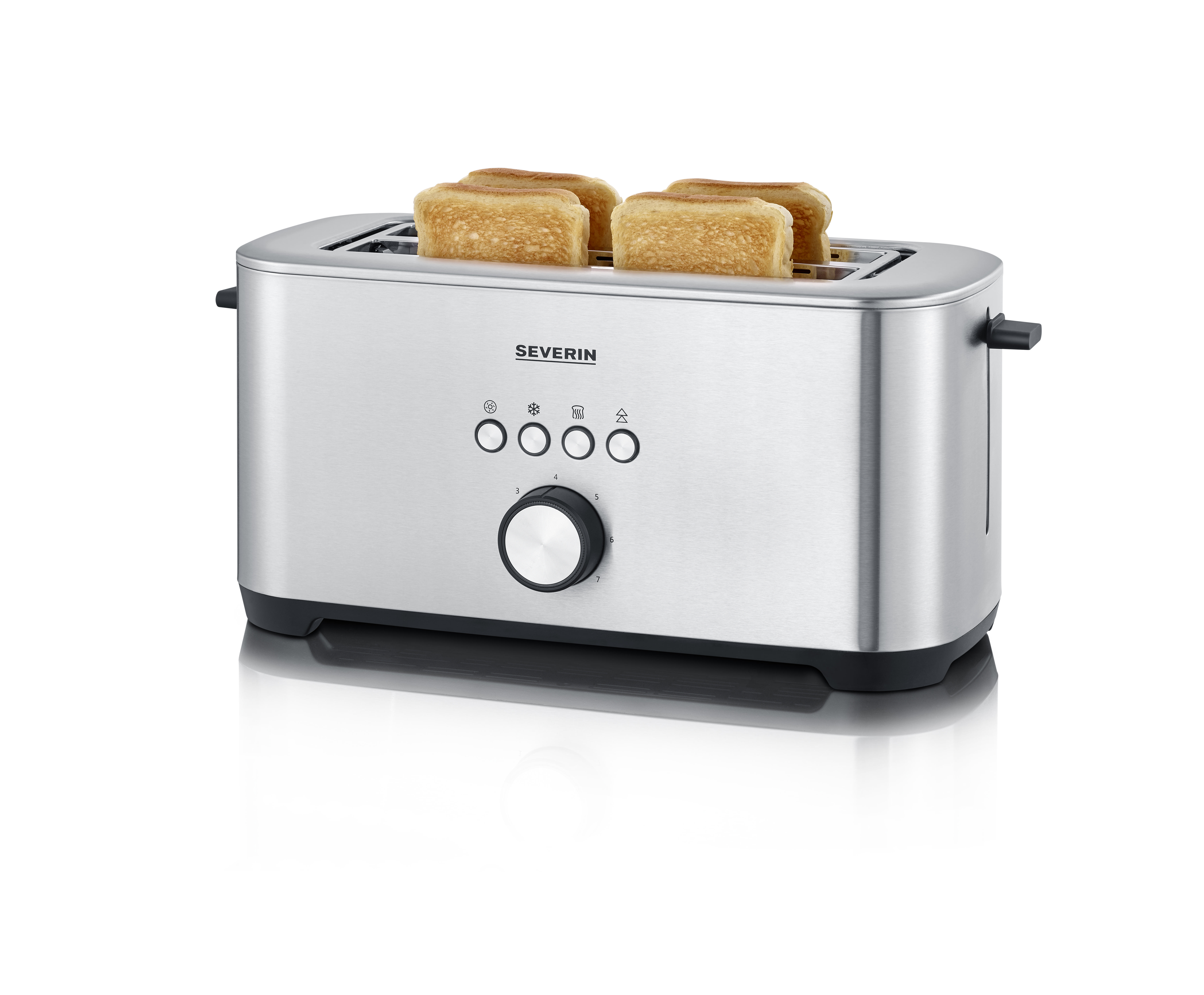 SEVERIN AT 2512 Toaster Edelstahl-gebürstet/Schwarz (1400 Watt, Schlitze: 2)