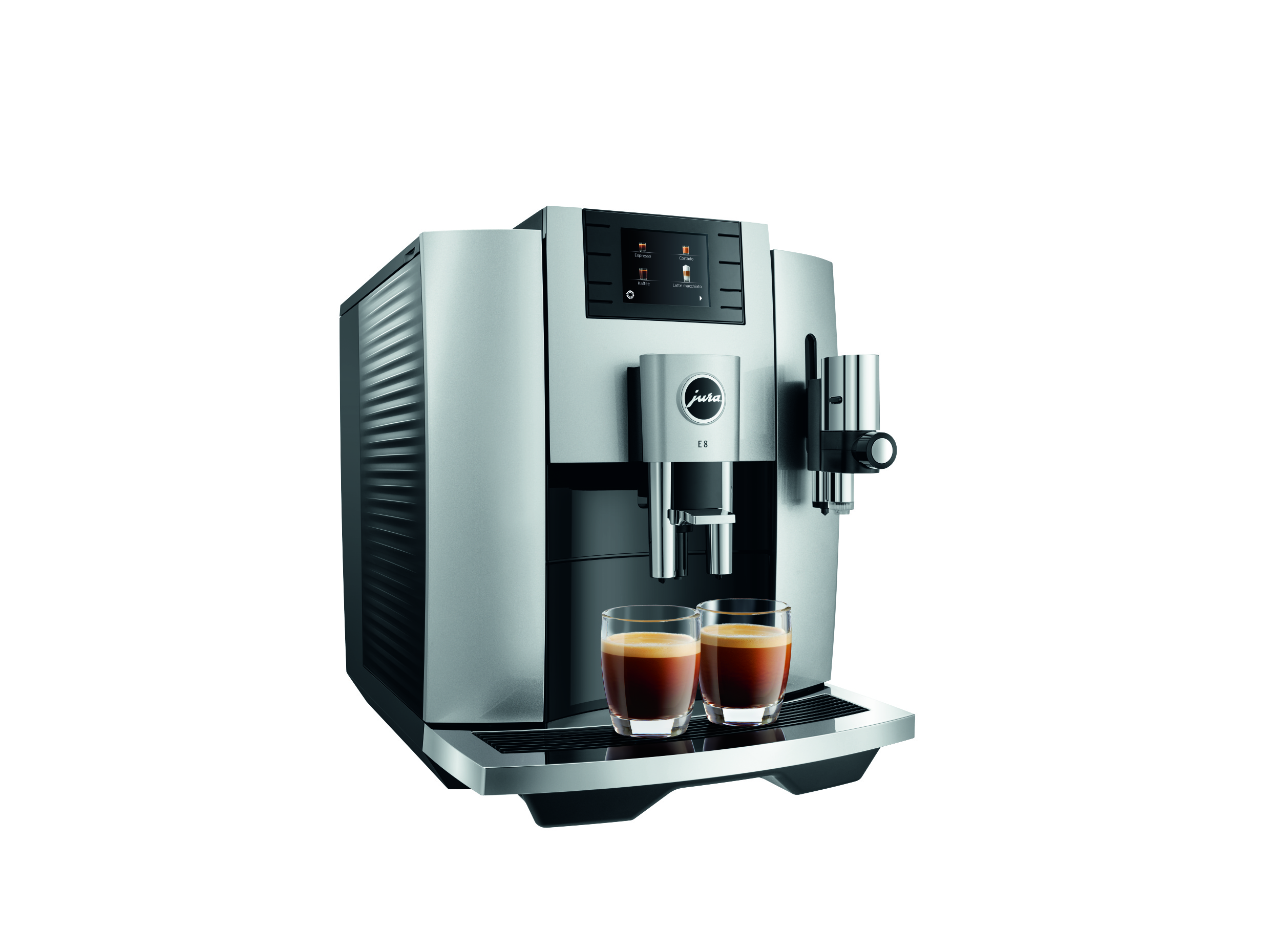 JURA 15336 E8 Kaffeevollautomat (Moonlight Silver, Aroma Grinder, 15 bar, Milchschlauch)