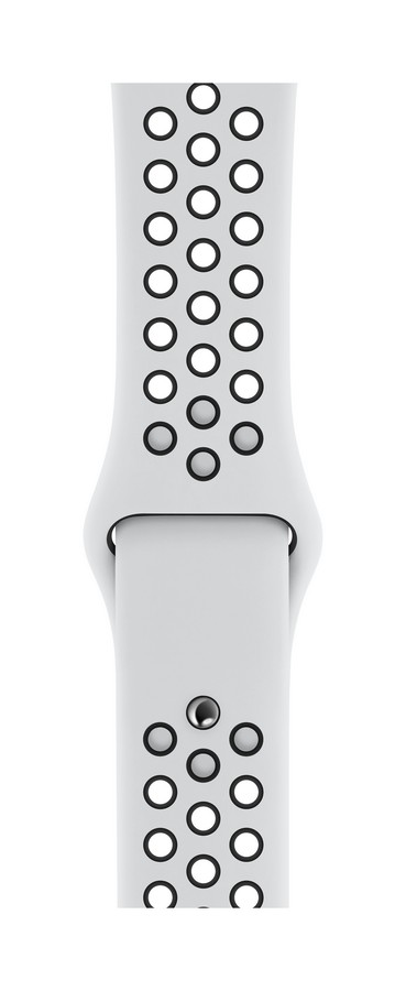 Correa - Apple Watch Nike, MQWH2ZM/A, Regular, Fluoroelastómero, 44 mm, Platino/Negro