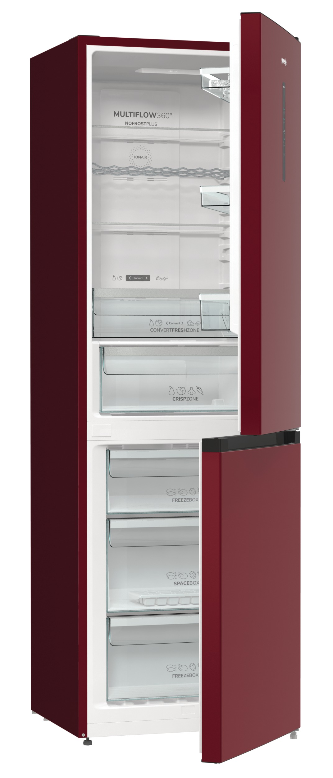 GORENJE NRK6192AR4 Kühl- Gefrierkombination (E, 300 l, 1850 mm hoch, Standgerät, No Frost (verminderte Eisbildung), Rot)