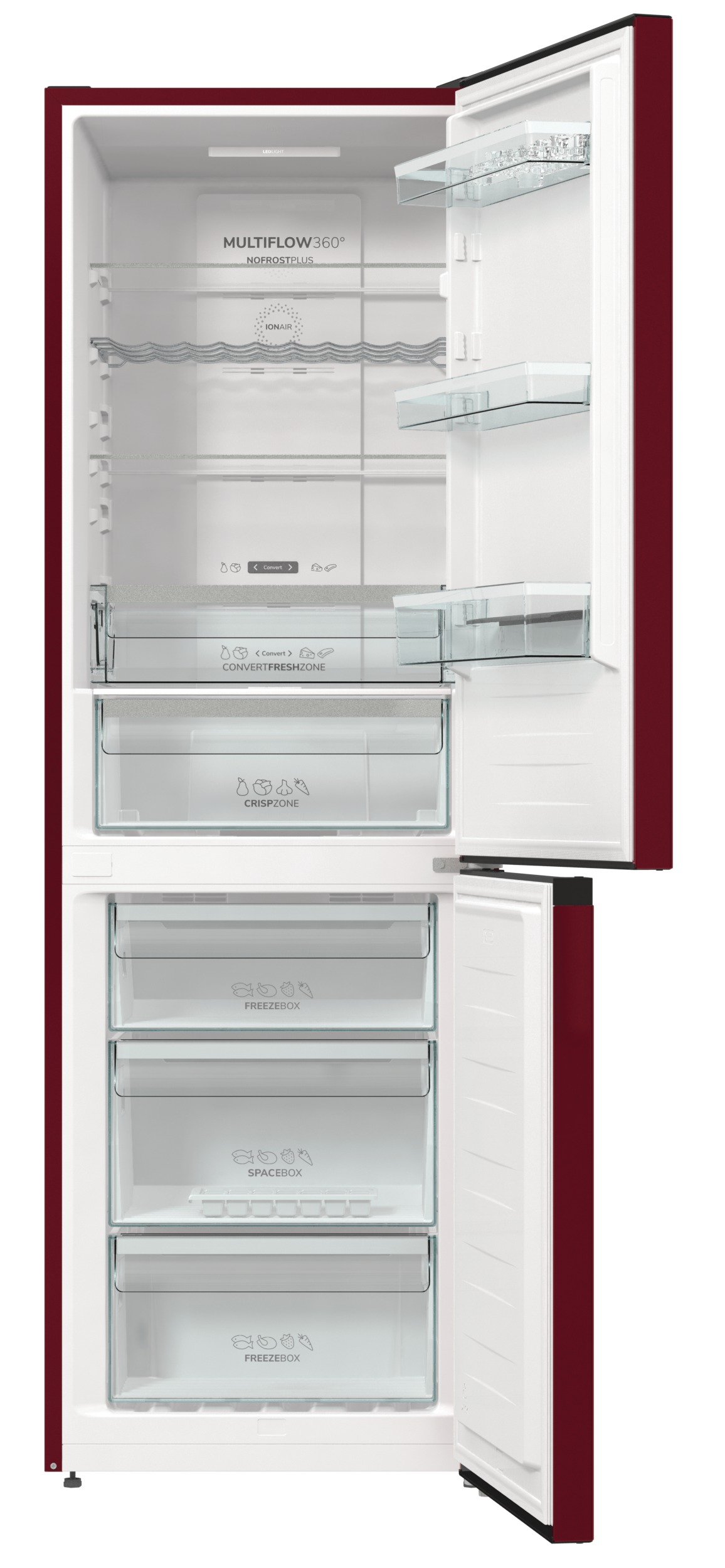GORENJE NRK6192AR4 Kühl- Gefrierkombination (E, 300 l, 1850 mm hoch, Standgerät, No Frost (verminderte Eisbildung), Rot)