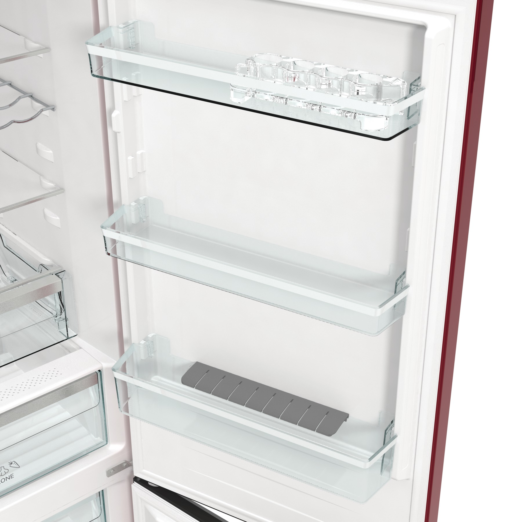 GORENJE NRK6192AR4 Kühl- Gefrierkombination (E, 300 l, 1850 mm hoch, Standgerät, No Frost (verminderte Eisbildung), Rot)