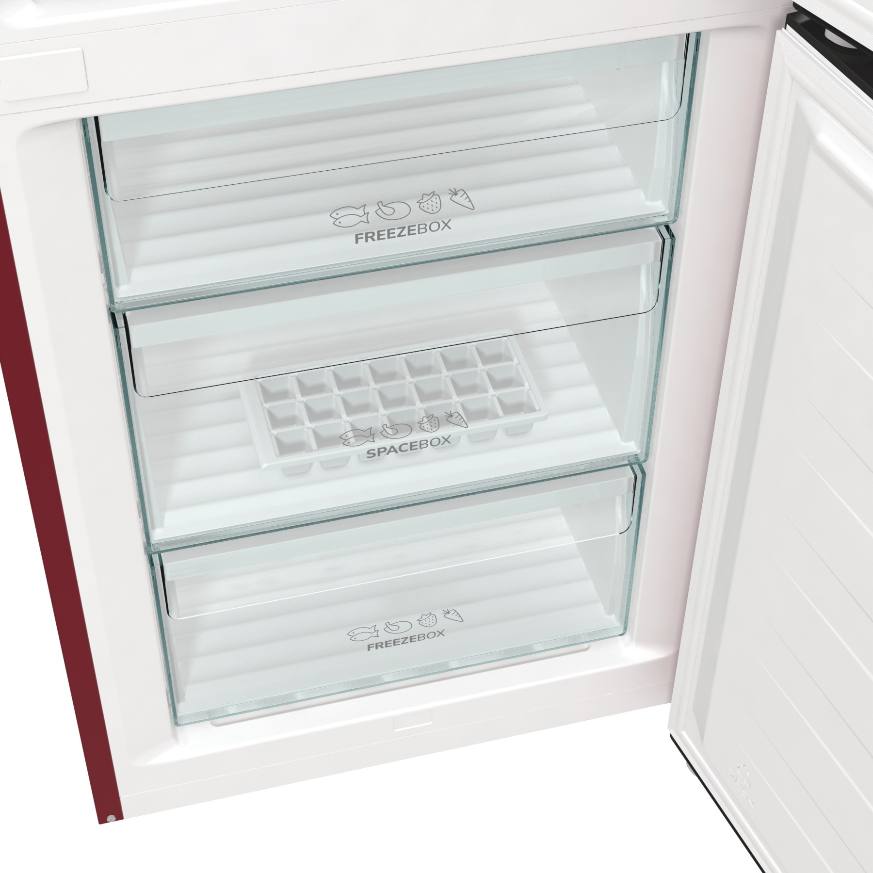 GORENJE NRK6192AR4 Kühl- Gefrierkombination (E, 300 l, 1850 mm hoch, Standgerät, No Frost (verminderte Eisbildung), Rot)