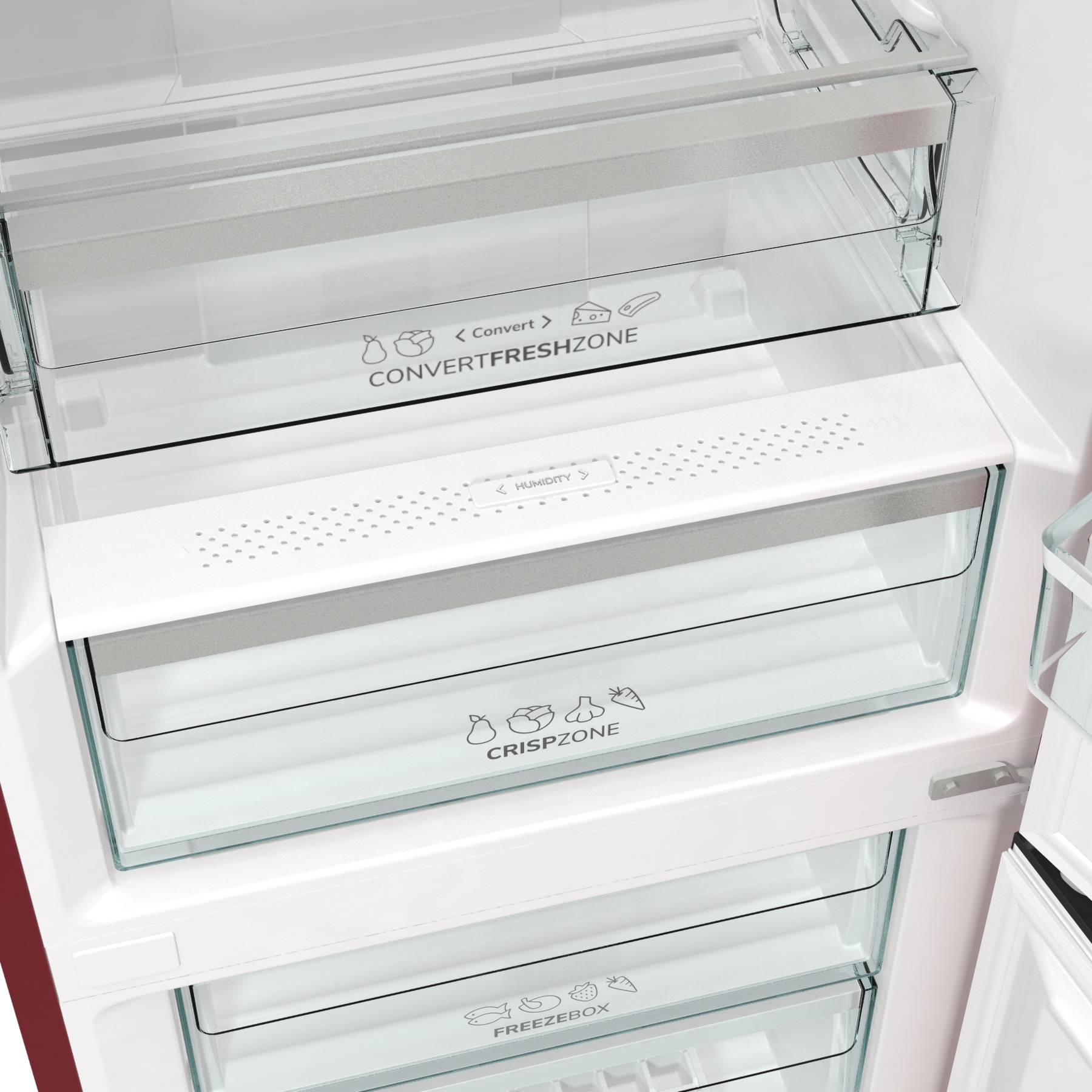 GORENJE NRK6192AR4 Kühl- Gefrierkombination (E, 300 l, 1850 mm hoch, Standgerät, No Frost (verminderte Eisbildung), Rot)