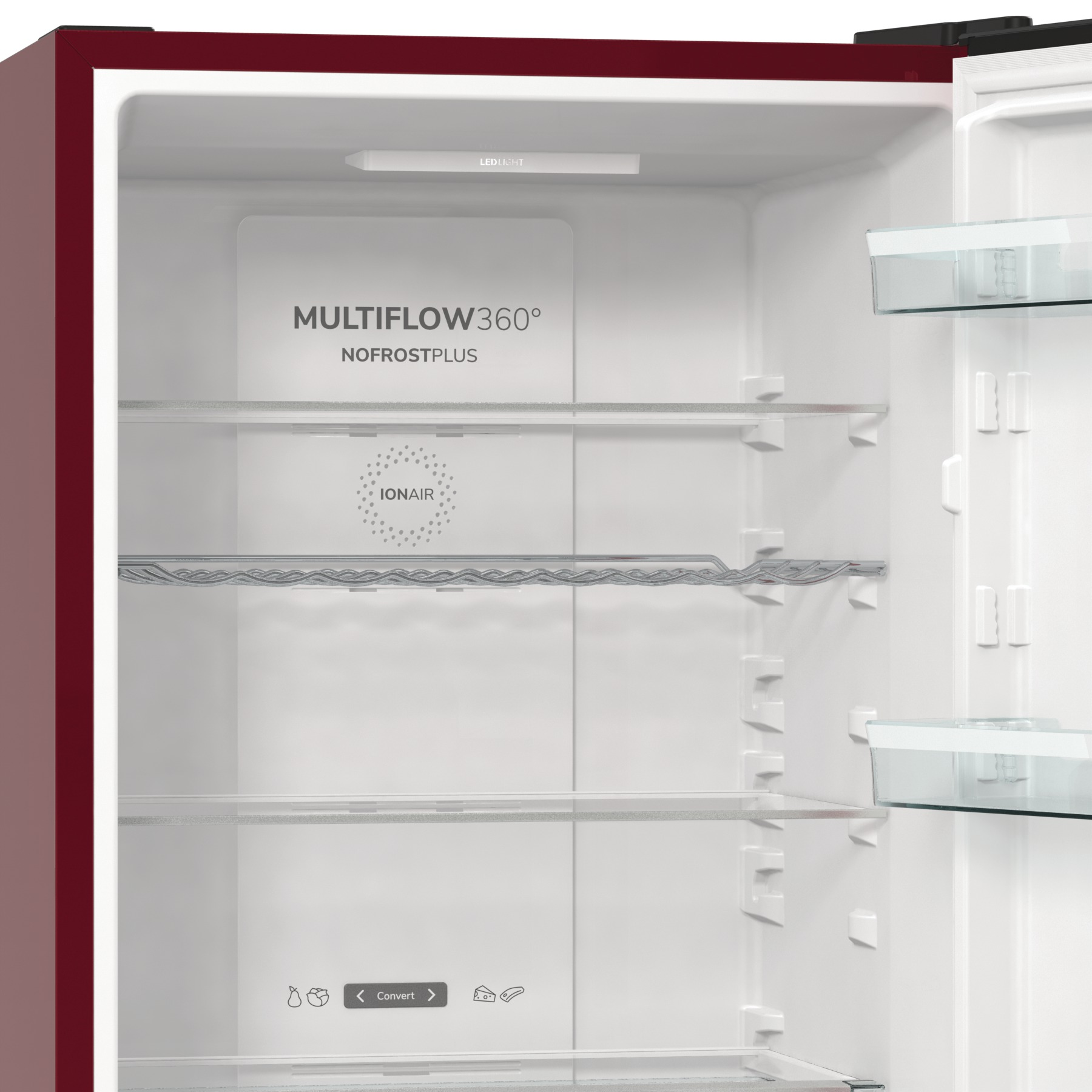 GORENJE NRK6192AR4 Kühl- Gefrierkombination (E, 300 l, 1850 mm hoch, Standgerät, No Frost (verminderte Eisbildung), Rot)