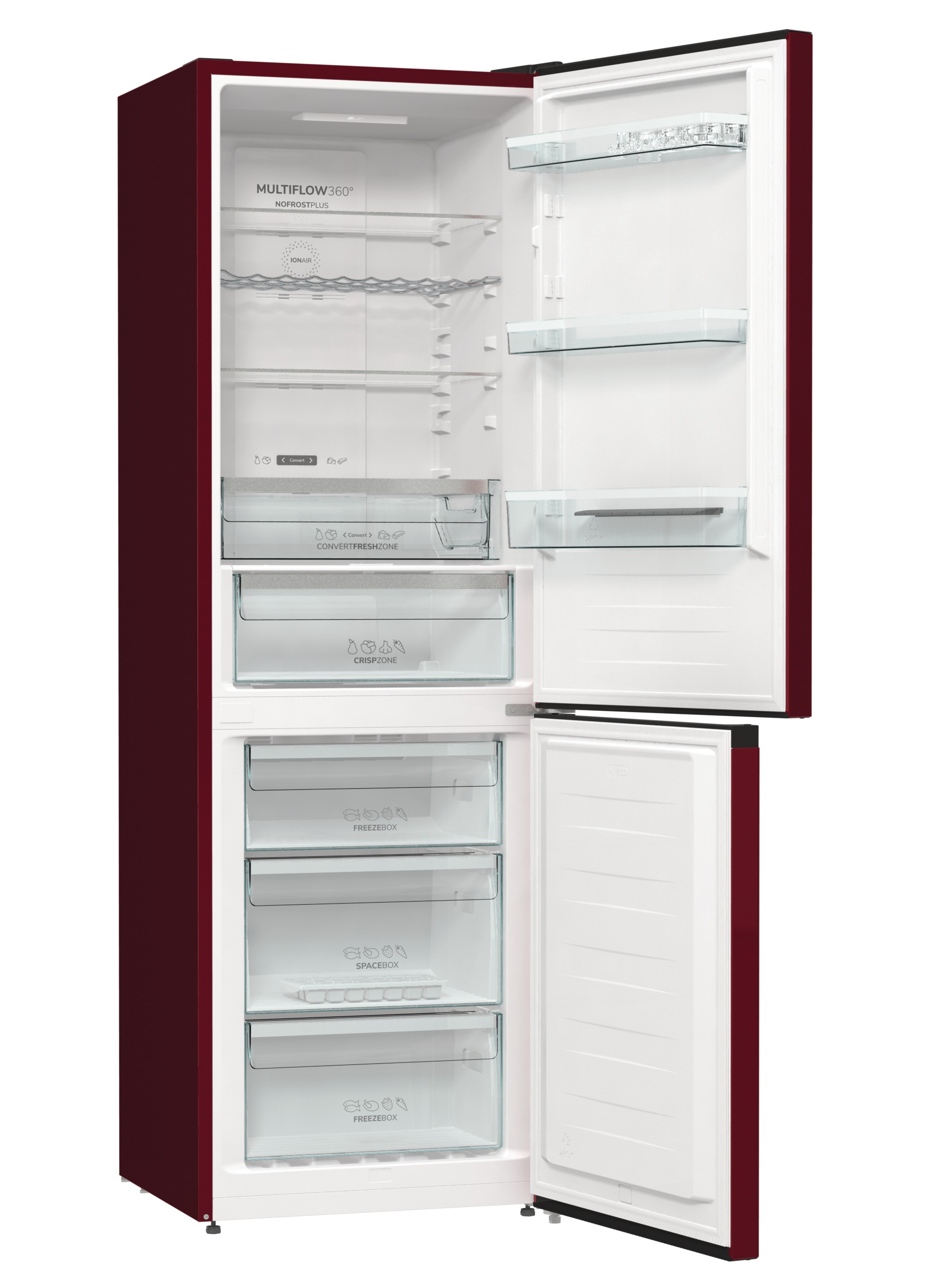 GORENJE NRK6192AR4 Kühl- Gefrierkombination (E, 300 l, 1850 mm hoch, Standgerät, No Frost (verminderte Eisbildung), Rot)