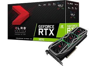 PNY Grafikkarte GeForce® RTX 3070 XLR8 Gaming Epic-X RGB Triple Fan Edition, 8GB GDDR6 (VCG30708TFXPPB)