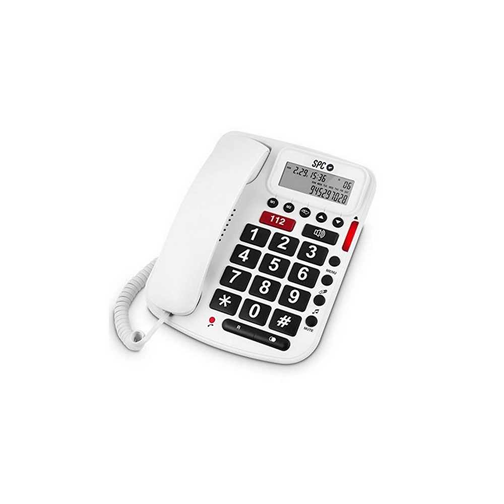 Spc Volume Fijo para mayores teclas grandes sos extra alto telecom 3293b sobremesa comfort blanco telefono dect compatible y 3293 manos libres identificación