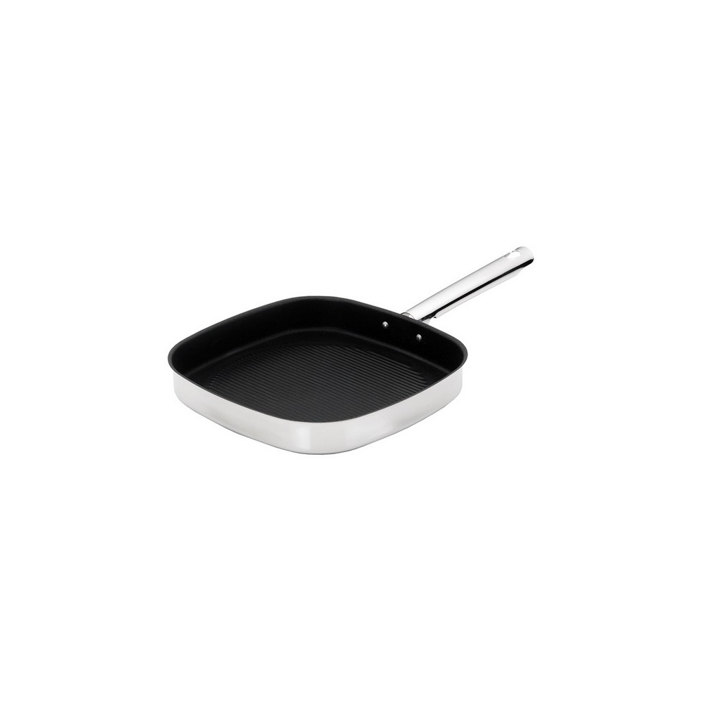Sartén - Teka Grill Cuadrado Antiadherente, 27 cm, Antiadherente, Inox