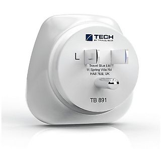 Adaptador - Tech Travel Blue 891, Estados Unidos, 250 V, 10 A, Blanco