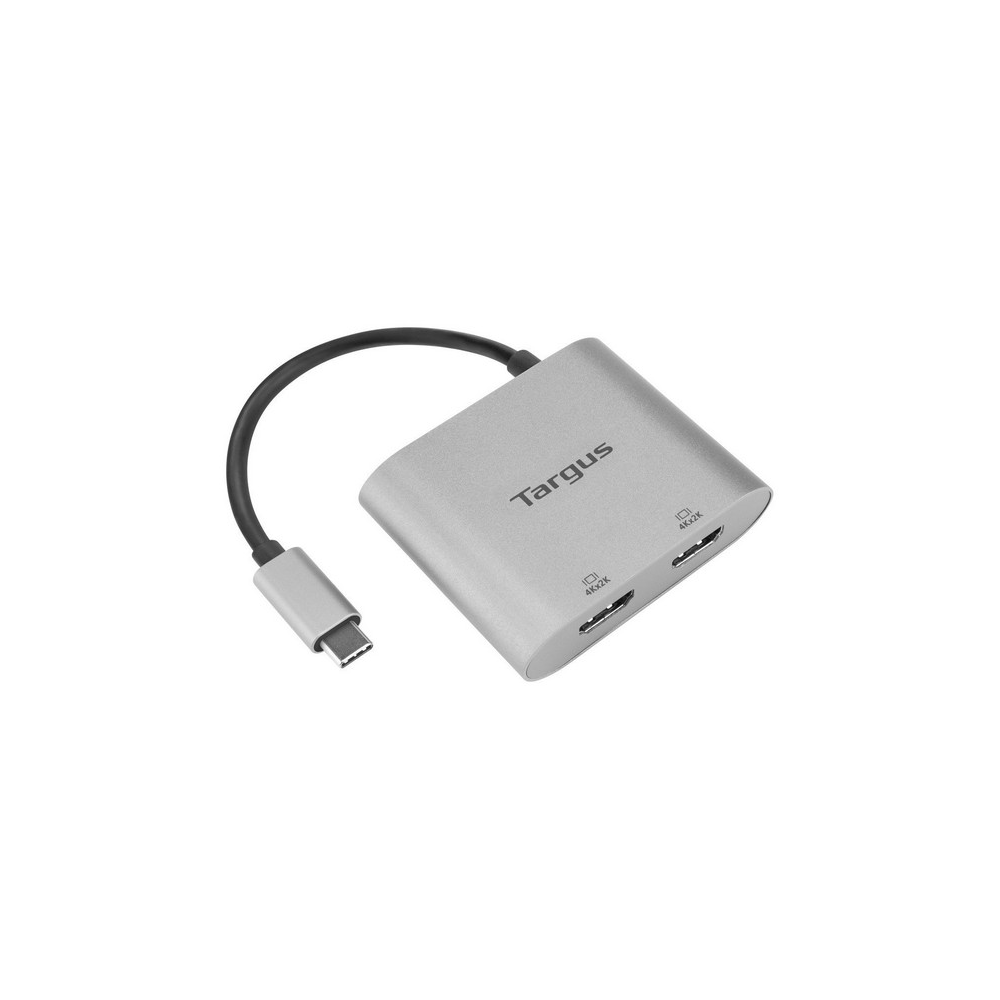 Adaptador USB-C 4k 2xHDMI - Targus ACA947EU, Docking Station, 2 puertos HDMI, 4K a 30 Hz, Plata