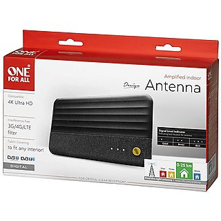 Antena TV - One for All SV 9482, Calidad 4K Ultra HD, Recepción 25 km, DVB-T / DVB-T2, Interior, Negro