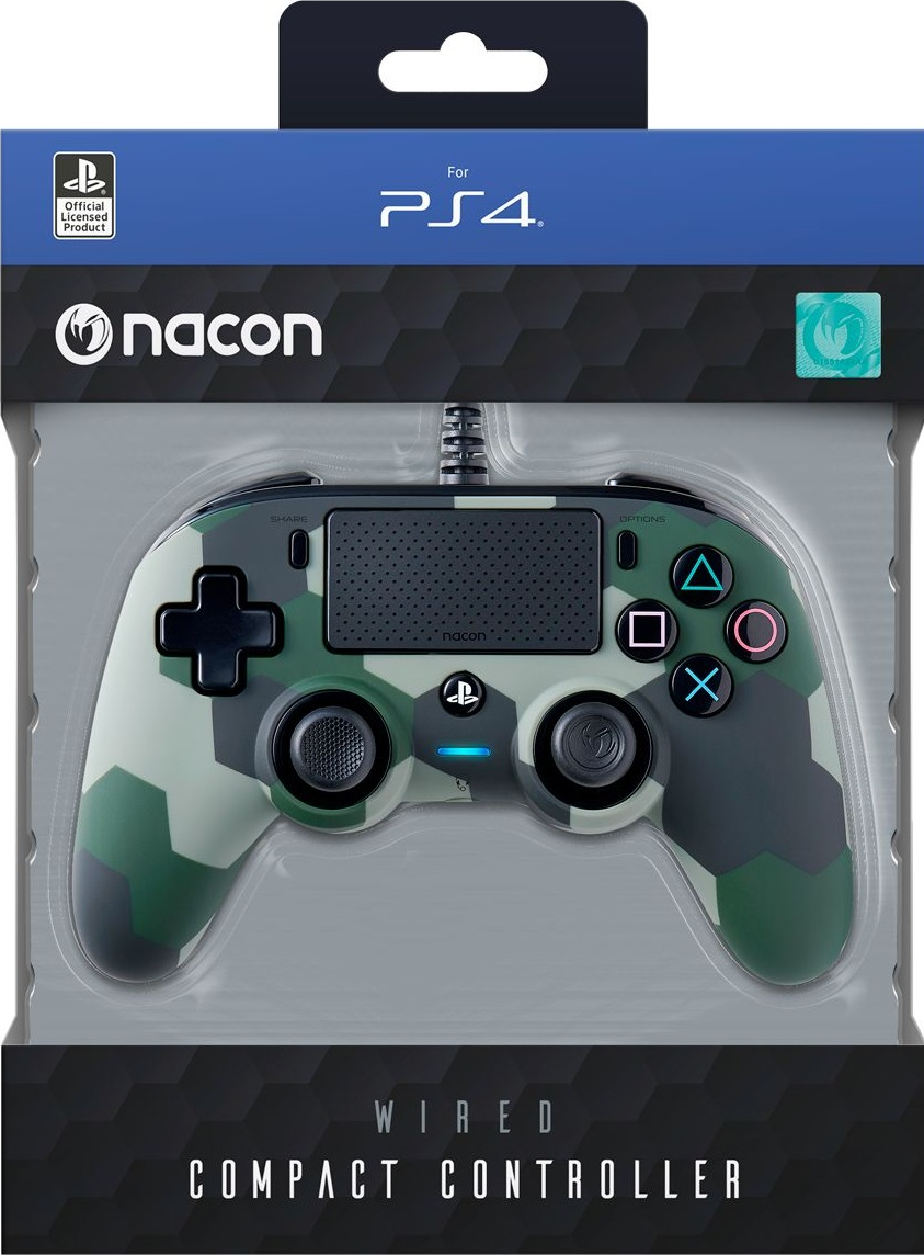Controller cablato con motivo mimetico per PS4 in confezione.