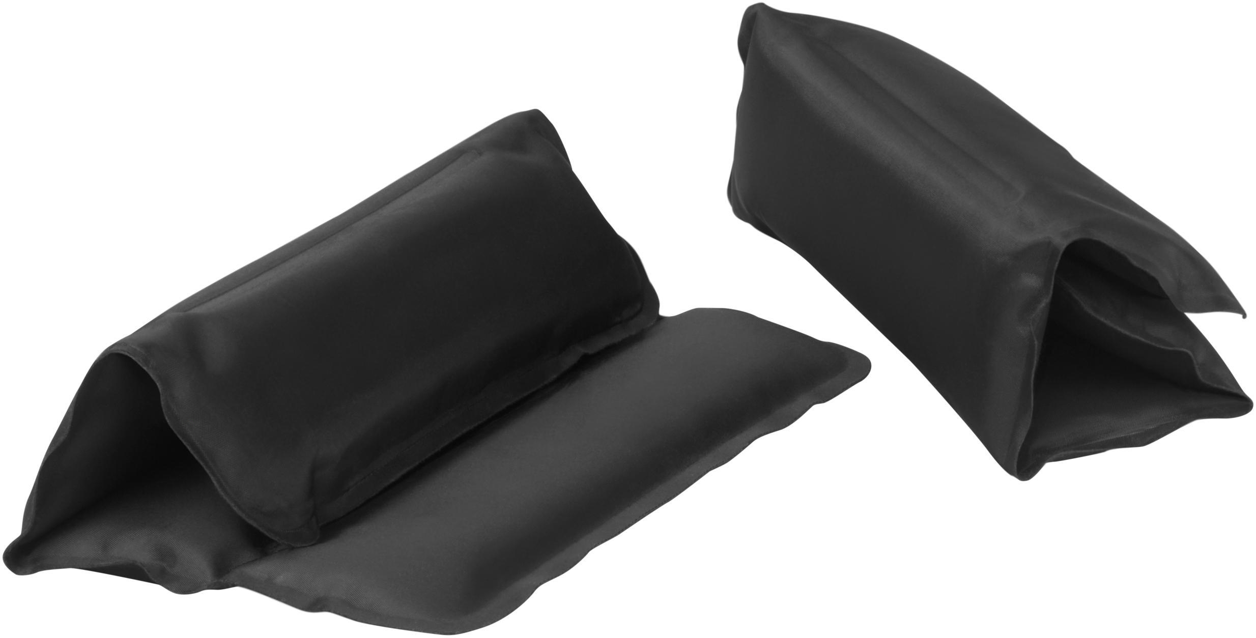 Schlafmasken. Zwei Masken sind gefaltet und zeigen Innen- und Außenflächen.