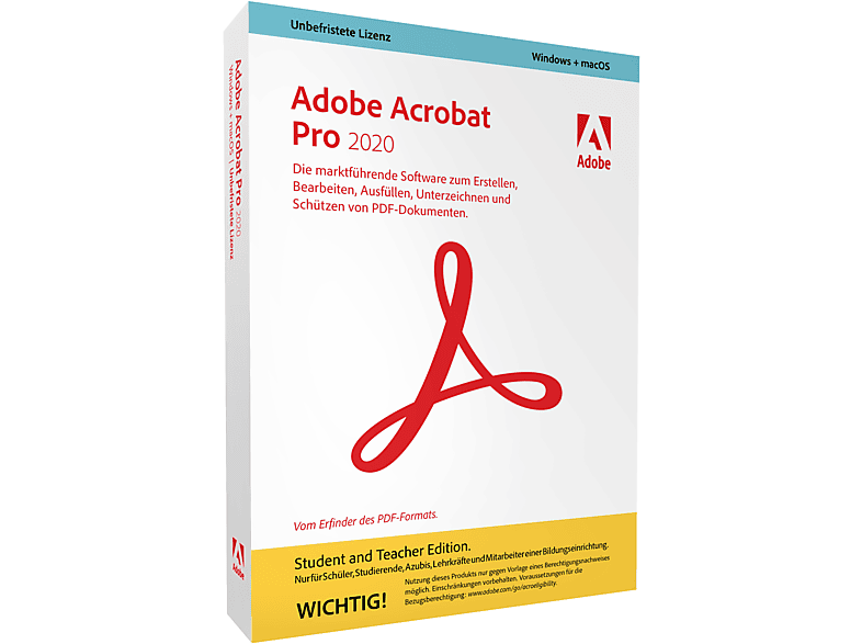 Adobe Acrobat [PC/MAC] Jahr 1 - Pro - Download Student/Teacher 2020 