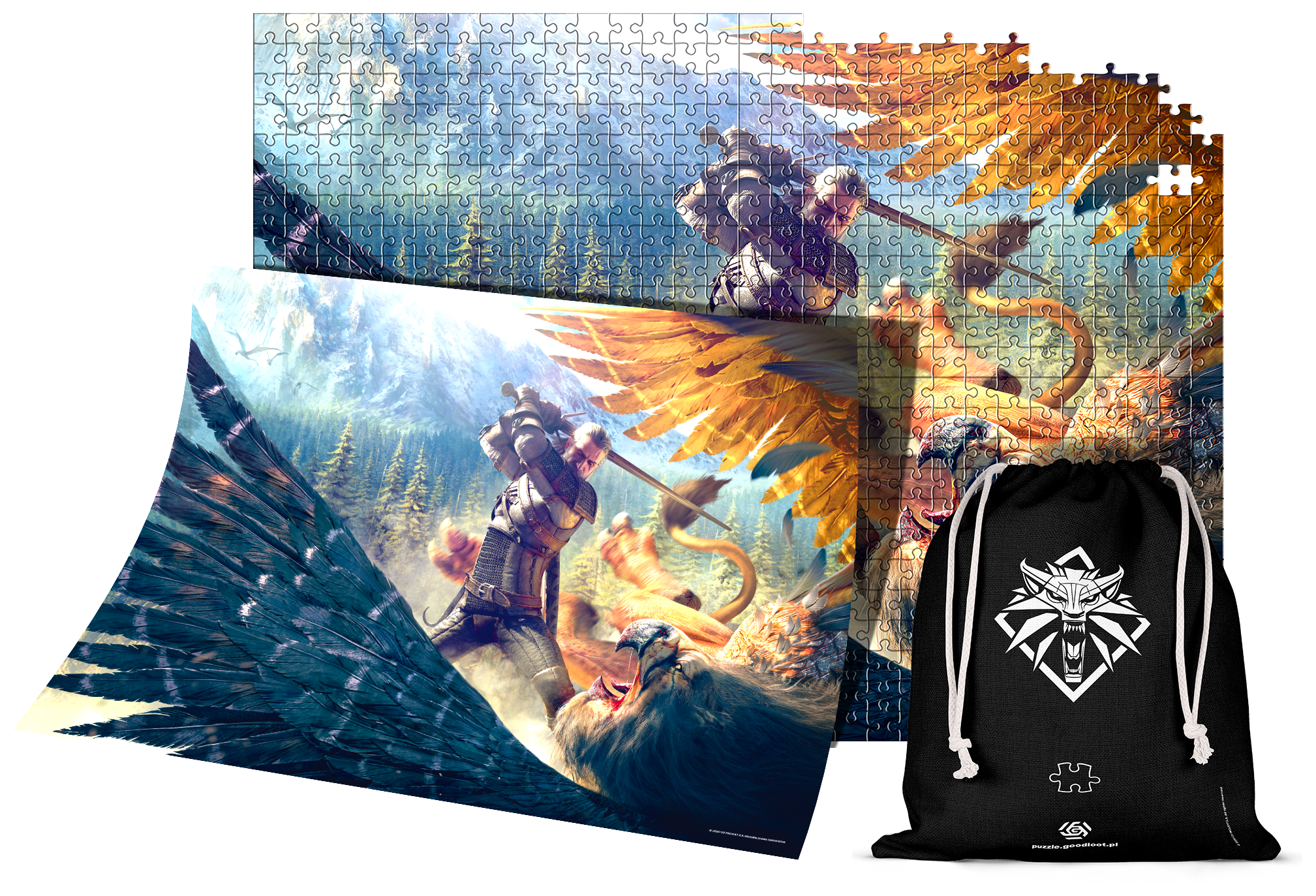 The Witcher puzzle táskával és poszterrel, művészet, több darab.