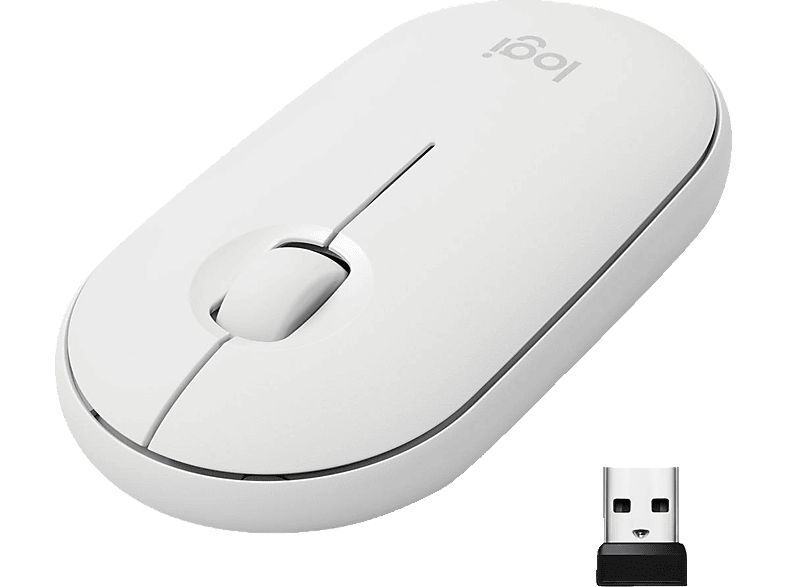LOGITECH geräuscharme Bluetooth Maus, Weiß M350 kabellose,