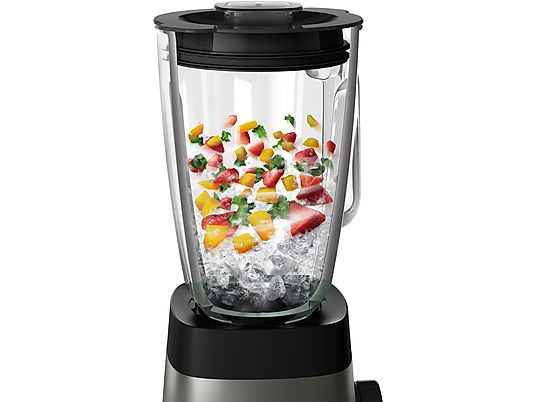 Batidora de vaso - Philips HR3571/90, Tecnología ProBlend Crush, 100 W, 6 cuchillas, 2 l, Inox