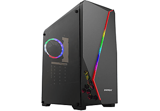 EVEREST X-LINE 1*12cm Rainbow Fan + RGB Şerit 600W AFPC 1*Usb 3.0 2*Usb 2.0 Oyuncu Kasası Siyah