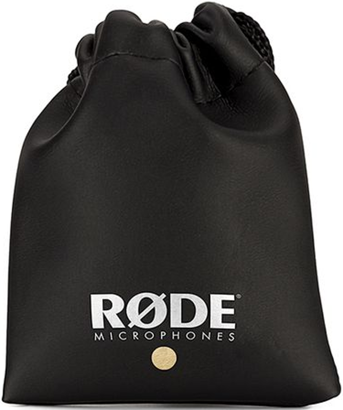 Un sac noir à cordon avec le mot 'RØDE' imprimé en blanc.
