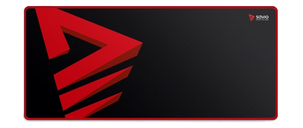 Egy fekete-piros Savio gamer egérpad, egy nagy piros nyílmintával.