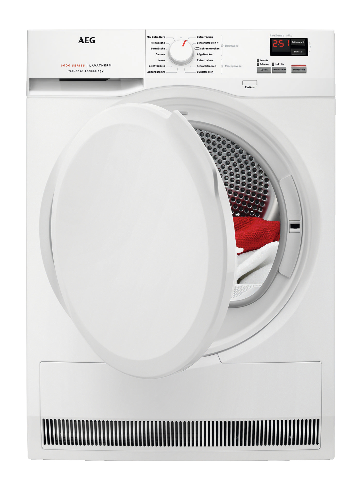 AEG T6DB40370 Kondensationstrockner Serie 6000 ProSense® mit Mengenautomatik (7 kg, B, Weiß / Weiß / Weiß)