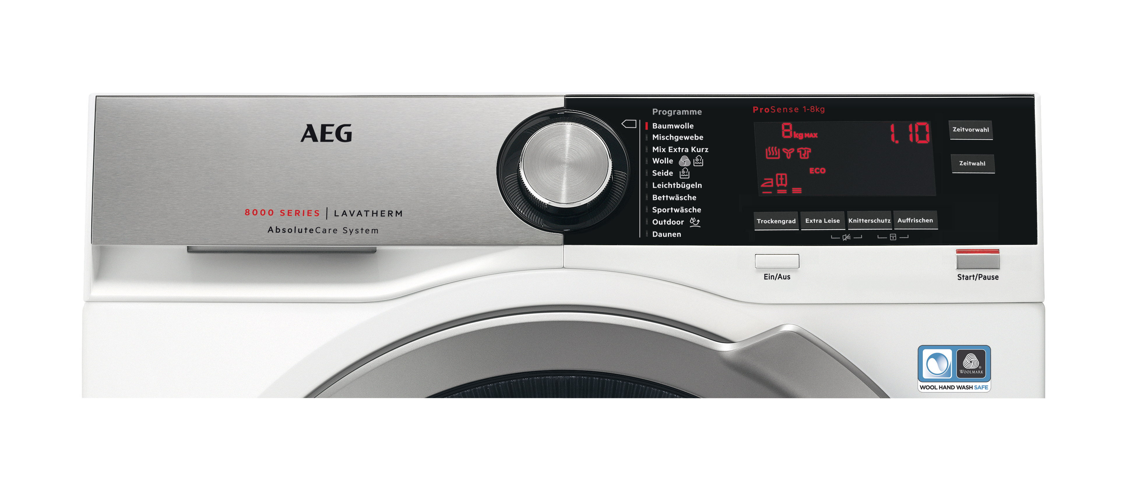 AEG T8DE86685 Wärmepumpentrockner Serie 8000 mit AbsoluteCare Trommelsteuerung (8 kg, A+++, Weiß / Silber / Silber)