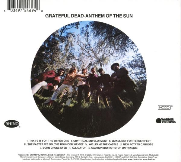 Albumcover von Grateful Dead, Anthem of the Sun, mit Bandfoto.