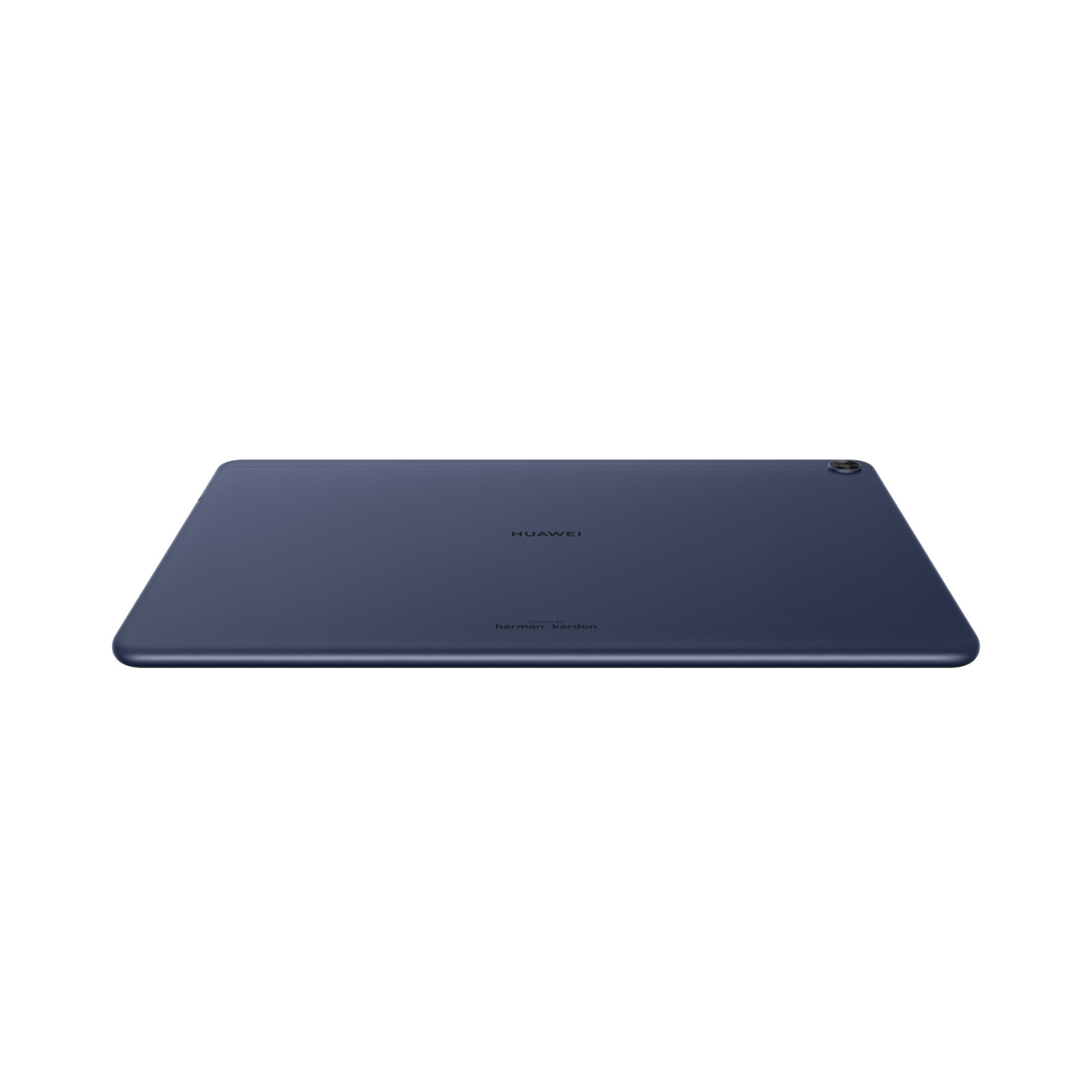 Tablet arkası, lacivert. Huawei ve Harman Kardon logoları görünür.