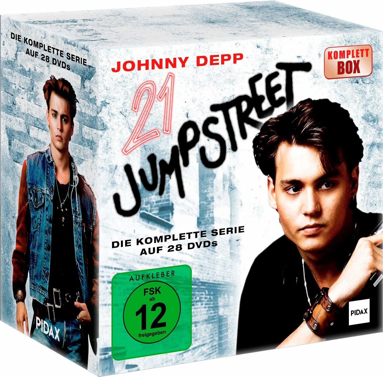 DVD-Box-Set mit Johnny Depp aus '21 Jump Street'. Die Box zeigt Johnny Depp in der Serie.