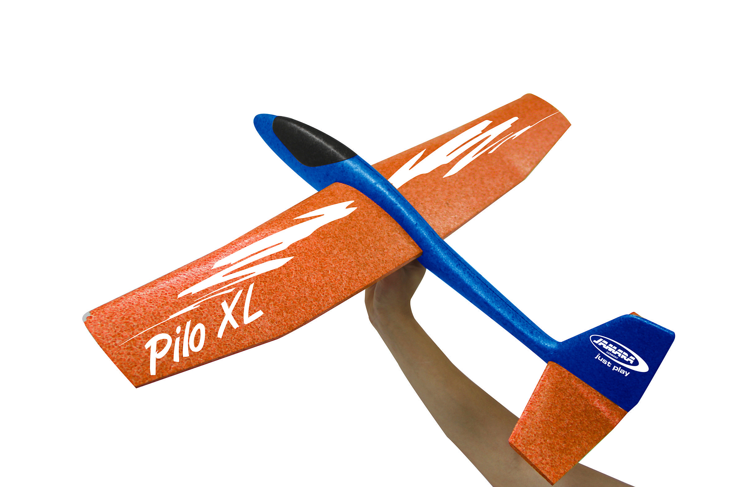 Pilo XL Spielzeugflugzeug Orange/Blau EPP Schaumwurfgleiter JAMARA